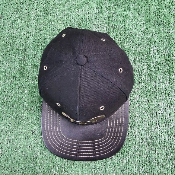 Disney Parks Black Hat Baseball Cap Gold Mickey Mouse 28 Millennial Faux Leather - Picture 7 of 10